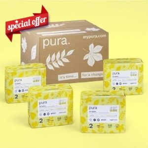 Pura Premium Eco Baby Nappies Size 2 (Mini 3-6kg / 6-13 lbs) Monthly Pack 4 x 38 per pack