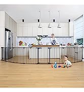 COMOMY 503cm Baby Gate Extra Wide Tall Stair Safety Gates for Pets & Kids, 8 Panels Foldable Baby...