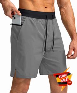 Comilaka Men's Running Shorts Sports Gym Activewear Workout Shorts Lightweight 7 Inch Quick Dry Shorts with Zipper Pockets