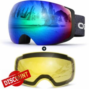 Odoland OTG Ski Goggles Set with Detachable Lens