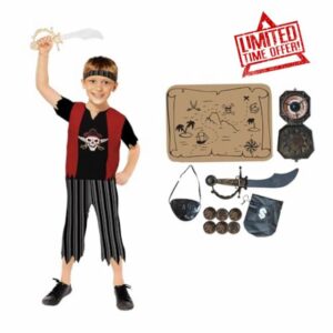 My Illusions Boys Pirate Costume + Accessory Set Kids Book Day Fancy Dress Up Child Halloween Role Play Outfi