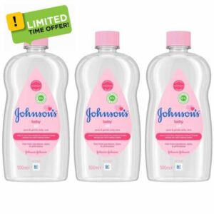Johnson's Baby Essentials for Newborn with Our 3-Pack Baby Oil (500ml). Hypoallergenic and pH-Balanced Baby Products. Paediatrician and Dermatologist-Tested Newborn Essentials.