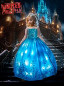 UPORPOR Light Up Magical Snow Princess Costumes Christmas Girls Princess Dress Up Ice Costume Kids Toddler Halloween Princess Dress Up Clothes Carnival Birthday Party Fancy Dress for Party Cosplay