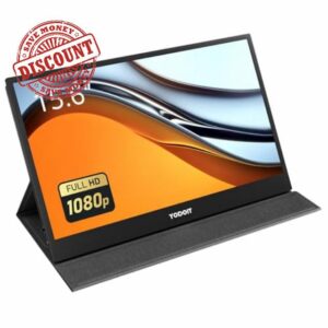 Yodoit Portable Monitor 15.6" 1920×1080 FHD Monitor Screen IPS Display with USB Type C Port and Built-in Speakers with Smart Cover Monitor Compatible with PC