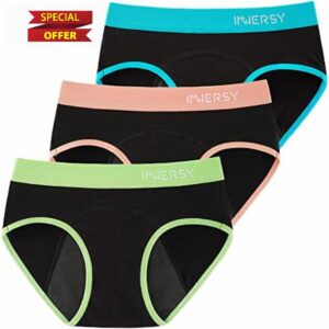 INNERSY Teen Girls Knickers Period Pants Cotton Leakproof Menstrual Underwear Pack of 3