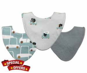 Bibbilyboo - Waterproof Baby Dribble Bib - 3 pack | 0-2Y | Absorbent Core + waterproof backing | Award Winning Teething Bibs