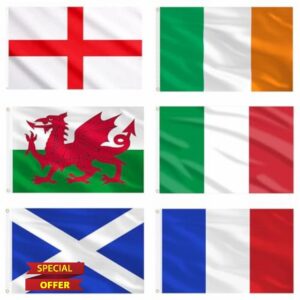 AhfuLife Six Countries Nations Flags 5ft x 3ft for Rugby Tournament