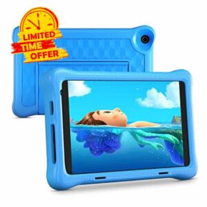 HighJoy 8 Inch Kids Tablet Android 11 Tablet for Kids 1280 * 800 IPS HD Screen 4000 mAh WiFi Bluetooth Dual Camera Children Learning Tablet with Parental Control Mode Shock-proof Case (Blue)