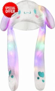Anime Cinnamoroll Dog LED Glowing Plush Ear Moving Jumping Cute Hat Headwea