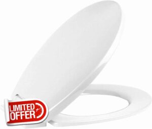 Ram® White Soft Close Toilet Seat with Quick Release for Easy Clean Loo Toilet Seat with Adjustable Hinges Standard O Shape Toilet Sea