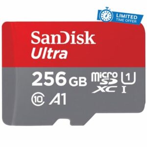 SanDisk 256GB Ultra microSDXC card + SD adapter up to 150 MB/s with A1 App Performance UHS-I Class 10 U1