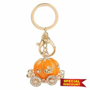 RobbiN Key Chain 2 Pieces Alloy Drip Oil Set With Diamonds Pumpkin Car Key Chain Car Key Ring Backpack Handbag Key Chai