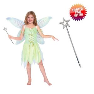 My Illusions Girls Forest Fairy Costume and Wand Kids Fairytale Book Day Fancy Dress Outfi