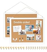 DOLLAR BOSS Cork Board Pin Board with Linen 2-Pack 30 X 40CM, Small Cork Boards for Walls Wood Fr...