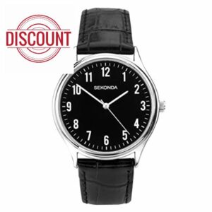 Sekonda Men's Quartz Watch with White Dial Analogue Display and Leather Strap