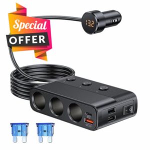 127W Cigarette Lighter Socket Splitter Adapter 3-Socket/USB QC 3.0 /PD/Dual USB