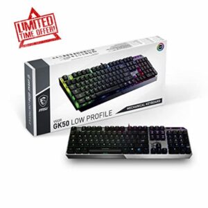 MSI Vigor GK50 Low Profile Mechanical Gaming Keyboard (UK Layout) - Kailh Choc White Low Profile Switches (Clicky)