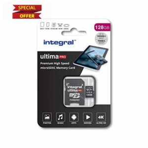 Integral 128GB Micro SD Card 4K Video Premium High Speed Memory Card SDXC Up to 100MB s Read and 50MB s Write speed V30 C10 U3 UHS-I A1
