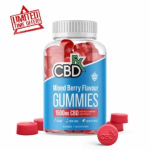 CBDfx 1500mg CBD High Strength Vegan Mixed Berry Gummies 25mg CBD per Gummy 60x Bottle (30 Days) - CBD Vegan Gummies