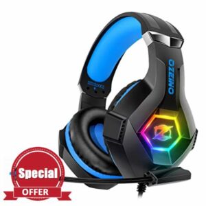 Gaming Headset Stereo Surround Sound Gaming Headphones with Breathing RGB Light & Adjustable Mic for PS4 PS5 PC Xbox One Laptop Mac