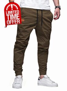 Jolicloth Men's Trousers Cargo Jogger Work Cotton Casual Sweatpants Outdoor Elasticated Waist Drawstring Pants with Pockets