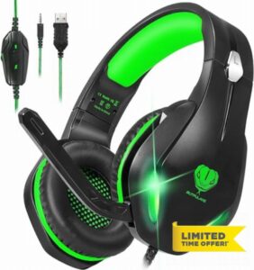 Stynice Gaming Headset with Microphone for Xbox PS5 PS4 Nintendo Switch PC - 3.5mm Jack Wired Headphones with Noise Cancelling Mic & LED - 50mm Audio Drivers & Soft Earpads