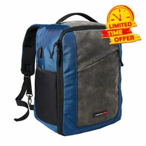 Cabin Max Manhattan Travel Bag | Ryanair Cabin Bags 45x36x20cm for EasyJet Underseat | Laptop Bag/Shoulder Bag (Blue RPET with USB 45x36x20cm)