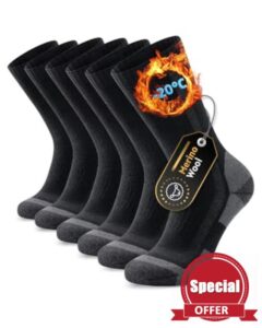 PULIOU Merino Wool Socks for Men and Women Hiking Warm Thick Cozy Boot Thermal Socks Winter Work Soft Socks Sports Socks Running Socks Sneaker Socks[3 Pairs]