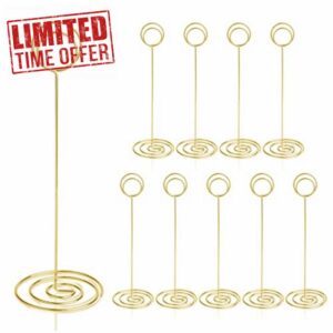 HomWanna Table Number Holders 10Pcs - 8.75 inch Place Card Holder Tall Table Number Stands for Wedding Party Graduation Reception Restaurant Home Centerpiece Decorations Office Memo (Gold)