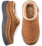 Wishcotton Men's Warm Slip On Slippers with Cozy Memory Foam, Closed Toe Man House Shoes, Lightwe...