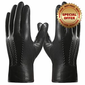 Harssidanzar Mens Italian Sheepskin Leather Gloves Cashmere Lined