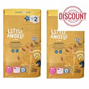 2X Little Angels Size 2 Nappies Newborn Disney Jumbo 60 Pack