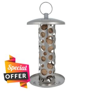 Home Deco London Bird Feeder Stainless Steel Seed Fat Ball Nut Feeders Wildlife Birds Garden (STAINLESS STEEL FATBALL DISPENSER)