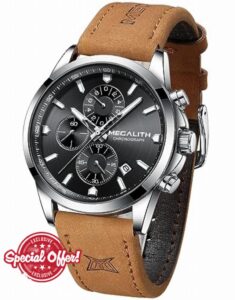 MEGALITH Mens Watches Chronograph Waterproof Watches for Men Analogue Designer Wrist Watches Quartz Luminous Date Rubber Gents Watches