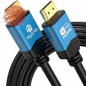 True HQ 4K HDMI Cable 15M HDMI Lead | Designed in the UK | Ultra High Speed 18Gbps Long HDMI 2.0 Cord Ethernet | 4K@60Hz Ultra HD UHD 2160p HD ARC 3D | Compatible with PS5 Xbox CCTV SKY Projecto