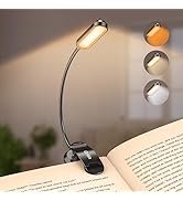 Gritin LED Book Light Rechargeable, Reading Light Lamp Clip on Book, 3 Eye-Protecting Modes (Mixe...