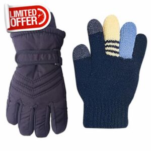 kimmyku 2Pairs Kids Boy Girls Winter Snowproof Waterproof Snow Ski Gloves Mittens Thermal Warm 2Pairs buye one get 1 free