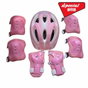 7PCS Kids Bike Helmet Set Girls Boys Protect Helmet Knee Elbow Wrist Pad Sets for Cycling Skate Bike