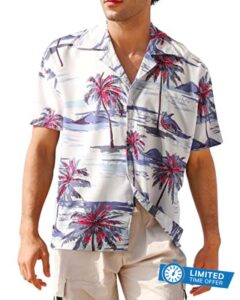 APTRO Men's Hawaiian Shirt Short Sleeved Shirt Floral Beach Aloha Funky Party Shi