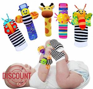 Foot Finders & Wrist Rattles for Infants Developmental Texture Toys for Babies & Infant Toy Socks & Baby Wrist Rattle - Newborn Toys for Baby Girls Boys - Baby Boy Girl Toys 0-3 3-6 6-9 Months