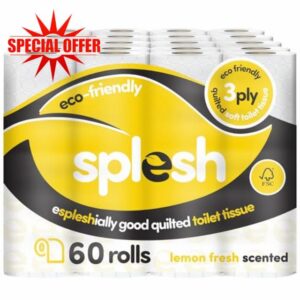 Splesh by Cusheen 3-ply Toilet Roll - Lemon Fragrance (60 Pack) Soft