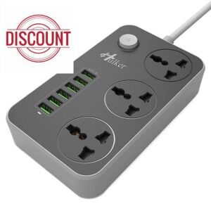 Hulker Extension Lead with USB Ports 3 Way Outlets 6 USB Ports Surge Protection UK Socket with Bold Extension Cord with Fuse and Shutter Power Strips Universal Socket