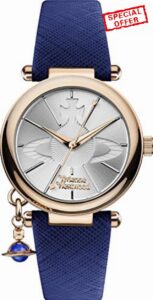 Vivienne Westwood Women's Orb Pop Quartz Analogue Display Watch with Silver Dial and Blue Leather Strap VV006RSBL