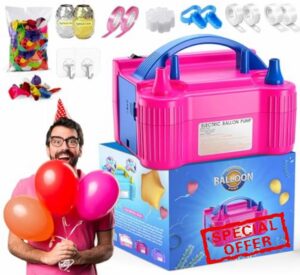 UK SELLER - Heavy Duty Electric Balloon Pump - Portable Air Blower Dual Nozzle Balloon Inflator Blower Pump for Party