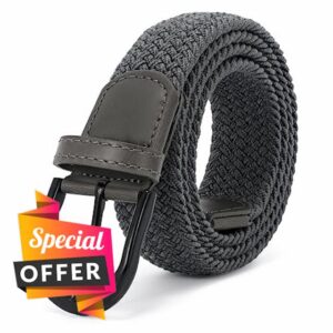JasGood Braided Canvas Stretch Belt Elastic Casual Belt for Men