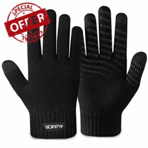4UMOR Winter Warm Knit Gloves Touchscreen Super Soft Thick Fleece Gloves Outdoor Windproof Driving Gloves for Men and Wome