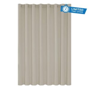 Deconovo Super Soft Door Curtain Eyelet Thermal Insulated Wide Width Blackout Curtain for Kidsroom 100 x 95 Inch Light Beige 1 Panel