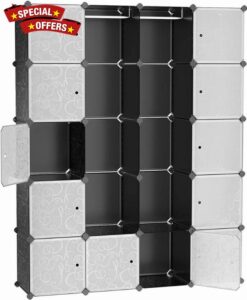 SONGMICS Wardrobe with 2 Clothes Rails 180 x 145 x 37 cm Black