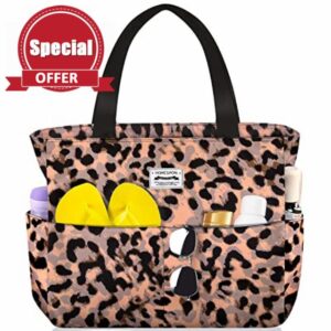 HOMESPON Large Tote Bag for Women Girls Waterproof Travel Beach Bag with Pockets Handbag Foldaway Holiday Travel Lightweight shoulder bag for Gym Daily Bags Upgraded