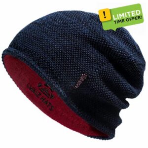 Mens Winter Beanie Hat Warm Fleece Lined Skull Cap for Men Reversible Women Windproof Watch Hat Knit Warm Unisex Beanie